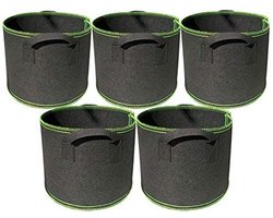 KZQ 5 stuks - Planten groeizak - Kweekzak - 5 Gallon - Niet-geweven stof- Groeipot - Plantenzak - Duurzaam - Herbruikbaar - Plantenmand - Bloemen - 25x30 CM - Zwart