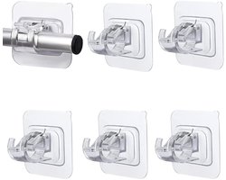 KZQ 6 stuks - Gordijnroedehaken - Gordijnroedebeugels - Gordijnroede - Gordijnroede ophangen - Gordijnroede zelfklevende haken - Transparant - Badkamer - Geen boren nodig - Haken - Voor gordijnen of kasten