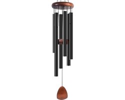 KZQ Aluminium Windchimes 66 cm voor Zen Sfeer Klassiek Zwart Met Windvanger Geschikt voor Buiten Tuin en Terras Decoratie als Unisex Cadeau voor Relaxatie en Buitenruimte