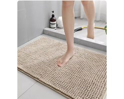 KZQ Badkamer Deurmat 40x60 Cm Absorberende Chenille Badmat Set Anti-Slip Zachte Pluizige Vloermatten Wasbaar In De Machine Lichtbruin