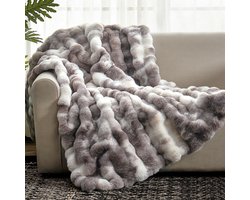 KZQ Bankkleed van imitatiebont, zacht, pluizig en verdikt fleece, geschikt voor banken, slaapkamers en woonkamers, 130*160 cm, tie-dye taupe.