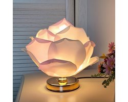 KZQ Creatieve Grote Rozen Tafellamp Lotuslamp Sfeerverlichting Roze Voor Meisjeskamer Dromerig Trendy Bruidsnachtlamp