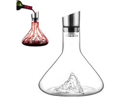 KZQ Decanteer karaf wijn - Wijn Schenkkan - Wijn Karaf - Wijnkarafset Beluchterfilter - 1.5L Rode Wijn Karaf - Wijn accessoires - Loodvrij Handgeblazen - Iceberg Design Kristalheldere Beluchter - Transparant