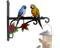 KZQ Decoratieve metalen plantenhanger voor muur en hek - Geschikt voor tuin balkon terras en boerderij - Voor bloembakken vogelvoederhuisjes en windgongen - Zwart