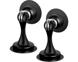 KZQ Deurstopper - Plintdeurstopper - Terrasdeurstopper - Binnendeurstopper - Vloerdeurstopper - Vaste deurstopper - Buitendeurstopper - Wandmontage deurstopper - Magnetische deurklem voor buiten - Metaal chroom - 2 stuks (zwart)