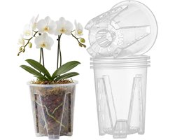 KZQ Doorzichtige plantenpotten met drainagegaten, set van 6, 12 cm, geschikt voor orchideeën, vetplanten, kamerplanten en als kweekpot voor zaden en wortelgroei