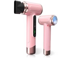 KZQ Draadloze Föhn - Föhn met oplaadbare batterij, 200W, digitaal display, 360° draaibare zuigmond - Geschikt voor op reis, kamperen, studenten en thuisgebruik - Compact en lichtgewicht - Dromerig roze