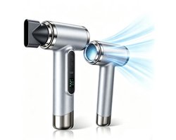 KZQ Draadloze Föhn - Met oplaadbare batterij, 200W vermogen, digitaal display, 360° draaibare zuigmond - Geschikt voor op reis, kamperen, studenten en thuisgebruik - Compact en lichtgewicht - Zwart
