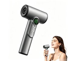 KZQ Draadloze Föhn - USB Oplaadbare Föhn, 100 Snelheidsstanden, Digitaal Display, 30.000 RPM - Geschikt voor Thuis, Reizen, Strand en Camping - Stil, Compact, Krachtig - Zwart