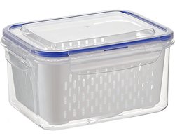 KZQ Fruitbewaarcontainers Voor Koelkast 4 In 1 Lekvrij Transparant Met Uitneembaar Vergiet Voor Wassen En Bewaren Keukenorganizer