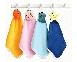 KZQ Handdoeken voor Keuken en Badkamer, 4 Stuks Zachte Katoenen Handdroogdoeken met Ophanglus, Snel Dropend Hoog Absorberend Microfiber Doek voor Kinderen en Volwassenen
