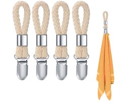 KZQ Handdoekklem - Handdoekhaak - Handdoekrek - Handdoekhouder - Theedoekklem - Haak - Clip - Hangend - Voor keuken, badkamer, balkon, kast - 4 stuks - Beige
