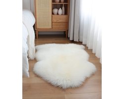 KZQ Imitatie Schaapsvacht Vloerkleed - Zachte Plush Vacht Tapijt voor Bank Woonkamer - Luxe Kunst Lambrizering Wollen Kussen - Warm Slaapkamer Decor - 60 x 90 cm Wit