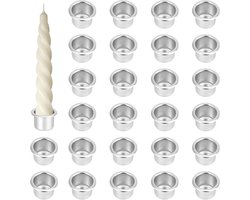 KZQ Kaarshouder - 30 Stuks - Theelichthouder - Aluminium - Kaarsenpassingen - Kaarsenonderzetter - Kandelaars - Woonaccessoires - Kerstdecoratie - Zilver