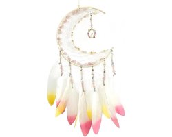 KZQ Kristallen Maan Dromenvanger - Hangend Ornament - Handgeweven Wanddromenvanger - Woondecoratie - Geschikt voor slaapkamers, studentenkamers, wanddecoratie, kunstwerken en knutselprojecten