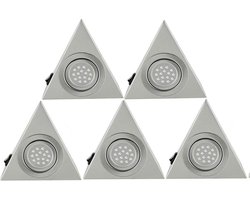 KZQ LED Onderkastverlichting – 5-delige set met Handmatige Schakelaar, Warm Wit 2700K, 1,3W per lamp, Energiezuinig, Roestvrij Staal, Voor Keuken, Badkamer & Vitrine