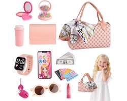 KZQ Make-Up Set voor Meisjes - 31-Delige Speelgoed Set met Handtas, Portemonnee, Horloge, Zonnebril, Speelgoedtelefoon en Accessoires - Meisjesspeelgoed vanaf 3 Jaar - Cadeau voor Meisjes
