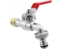 KZQ Messing kraan - Roest- en vorstbestendig - Voor tuin, wasmachine, regenton - 1/2 inch - Rood