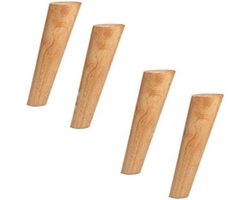 KZQ Meubelpoot Hout-Houten Meubelpoten, Set van 4, 20 cm Tafelpoten, Taps Toelopende Meubelpoten van Eikenhout met Montageplaten, Schroeven en Voetbeschermers voor Kast, Bank, Salontafel, Natuurlijke Kleur