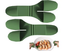 KZQ Mini siliconen ovenwanten, groen, met knijpfunctie, antislip vingerhoedjes, kleine keukenhandschoenen geschikt voor koken, bakken en braden.