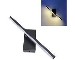KZQ Minimalistische Draaibare Moderne Wandlamp LED， 40cm Aluminium Wandverlichting IP65 Waterdicht voor Binnen en Buiten， 330° Roterende Sfeerverlichting voor Slaapkamer Woonkamer en Gang， Warm Wit Licht zwart