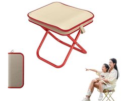 KZQ Opklapbare kruk - Draagbare bank - Campingstoel - Met opbergtas - Geschikt voor reizen, tuinieren, vissen, barbecueën en strand - Rood