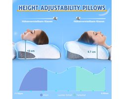 KZQ Orthopedisch memory foam nekkussen - Ergonomisch en hoogteverstelbaar - Geschikt voor zijslapers - Ademende hoes voor nekondersteuning - Wit