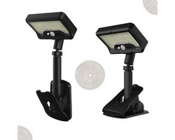 KZQ Outdoor Solar Clip-On Light — 92 LEDs, Motion-Sensing LED Security Light (600 Lumens, 3 Modes), Remote Controllable, Waterproof Fence Clip Light — Ideal for Patios, Courtyards, Tents, Camping, and RV Awnings (Black; Remote Control Included)