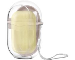 KZQ Reiszeepbakje - Zeepbakje - Reiszeepbakje - Zeepopbergdoos - Lekvrije afvoerzeepbakje - Waterdichte, verzegelde, transparante badkamerzeepbakje en -dispenser - Geschikt voor kamperen, sportschool, douche - Transparant zwart