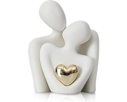 KZQ Romantische beeldjes van stellen, abstracte sculpturen, kleine decoraties voor op een plankje in de woonkamer, witte ornamenten, beeldjes van stellen, huwelijks- en verjaardagscadeaus.