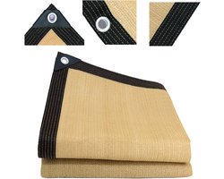 KZQ Schaduwdoek voor buiten - Schaduwnet - Schaduwdoek voor tuinhuisjes, terrassen en patio's - Hittebestendig - UV-bescherming - Hittebestendig - Versterkte ringen - 2x6m - Beige