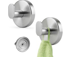KZQ Set van 2 Roestvrijstalen Handdoekhouders met Zuignap - Zonder Boren, Draagkracht tot 4 kg, Geschikt voor Badkamer en Keuken