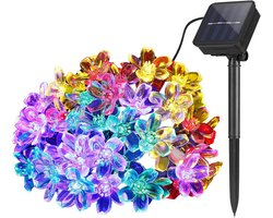 KZQ Solar bloemen fairy lights 7 meter met 50 LED's - Waterdichte tuinverlichting met bloemmotief - Multicolor voor feest bruiloft en kerst