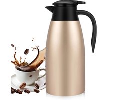 KZQ Thermos Kan 2 Liter Roestvrij Staal Dubbelwandige Vacuüm Geïsoleerde Koffiekan Voor Warme Dranken Houdt 12 Uur Warm Geschikt Voor Thee En Koffie Goudkleurig