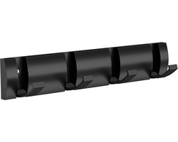 KZQ Wandkapstok - Haken - Kapstok - Opvouwbare kapstokhaken - Kapstok met telescopische haken - Ruimtebesparende aluminium kapstok - Haakstang voor entree, badkamer, hoeden, handdoeken - Zwart