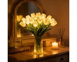 KZQ Wit Led Tulpen Nachtlampje 15 Stuks Fonkelende Bloemen Sfeerverlichting Voor Slaapkamer En Nachtkastje Decoratie Cadeau