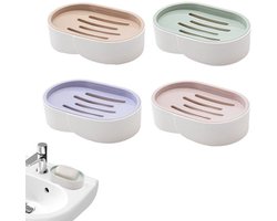 KZQ Zeepbakje - Zeephouder met afvoer en deksel - Zeepbakje - Zeepbakje van kunststof - Zeepbakje - Handzeep - Badkameraccessoires - Geschikt voor douche, badkamer, keuken, toilet, reizen - Reiszeepbakje - Lekvrij zeepbakje - Zeepmat - Draagbare zeep