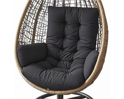 KZQ Zwart, ademend en wasbaar kussen, geschikt voor hangstoelen, hangmatten en tuinschommels, zowel binnen als buiten.