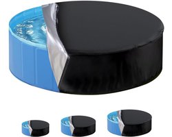 KZQ Zwembadafdekking - Ronde zwembadafdekking - Waterdichte afdekking - 160cm x 30cm - Opvouwbaar - Stof- en waterdicht - Zwembadafdekking - UV-bestendig - Geschikt voor honden- en kinderbaden - Zwart