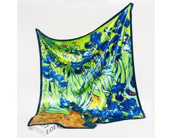 L_90*90 CM Olieverf Stijl Satijnen Sjaal Omslagdoek - De Perfecte Samensmelting van Klassiek en Kwaliteit Cadeauverpakking