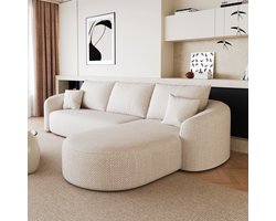 L-Bank, Moderne Hoekbank, 3-Zitsbank, 266 Cm L-Vormige Hoekbank, Sponscompressiebank, Modulaire Bank Zonder Frame, Compressiebank Voor Woonkamer, Slaapkamer, Appartement, Geen Montage Nodig-Wit