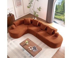 L-Bank,L-vormige Hoekbank 5-Zitsbank Vault met Boneless Sofa, een Elegant Vormgegeven L-vormige bank van 327 cm Hoog, met een Comfortabele, Ronde vorm die ook onderin Comfortabel Staat, Wordt Ongemonteerd Geleverd, Oranje