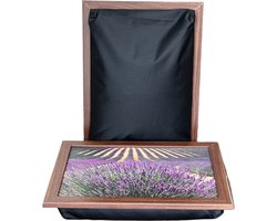 L-line by Jis - Laptray - Schoottafel - Schootkussen - Laptoptafel - Dienblad met kussen - Paars Lavendelveld – 43x32,5 cm