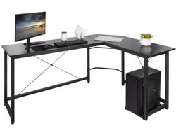 L-Vorm Bureau - Voor Thuis en Kantoor - Computer en Gaming Werkstation Tafel - Studiebureau 190 cm x 120 cm x 75 cm - Zwart