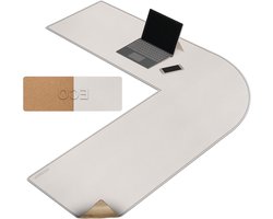 L-vormig hoekbureau mat - ideaal voor gaming en kantoor - 1 stuk - wit - kurk en leer