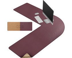 L-vormig hoekbureau mat kurk leer omkeerbaar bureaupad gaming computer kantoor - thuis (Wine rood)