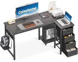 L-vormig Hoekbureau met 4 Laden - Compact Computer Bureau voor Kantoor en Slaapkamer