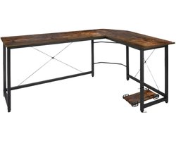 L-vormig Hoekbureau - Voor Thuiswerken, Gaming & Kantoor - Ruim PC & Laptop Werkstation - 167 cm - Retro