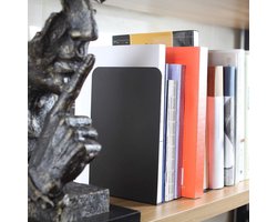 L-vormige antislip boekensteunen - zware metalen decoratieve boekensteunen - 20 x 10 x 13 cm - voor thuis en school - boekenkast houder boeksteun