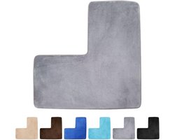 L-vormige badmat - Badkamer, nachtkastje, bank, woonkamer Absorberend zacht tapijt - Antislip voetmat - Tapijt doucheruimte - Woondecoratie hoekbadmat - Grijs